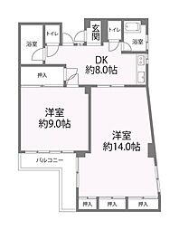 吉田ビル 2DKの間取図画像