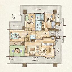 シティライフ箱崎18 4LDKの間取図画像