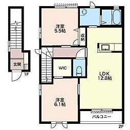 メゾン・ファミールＡ 2階2LDKの間取り