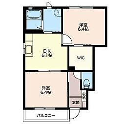 メゾン・サンモールB 2DKの間取図画像