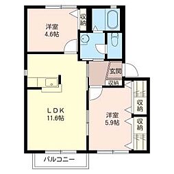エルムガーデン 2LDKの間取図画像