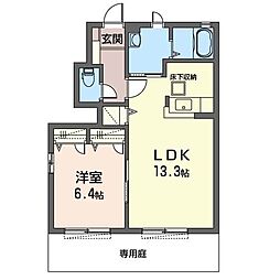 ブランシェB 1LDKの間取図画像