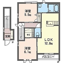 メゾン・ファミールC 2LDKの間取図画像