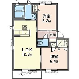 アズールコート 2LDKの間取図画像