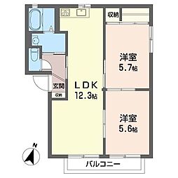 サイライフハイツC 2LDKの間取図画像