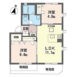 ミルフルールA 2LDKの間取図画像