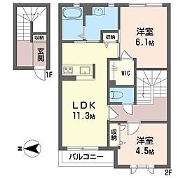 ヴィラアンビエンテ 2LDKの間取図画像
