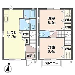 テラスエスポワール 2LDKの間取図画像