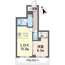 ザ　グレイス　自治医大 3階1LDKの間取り