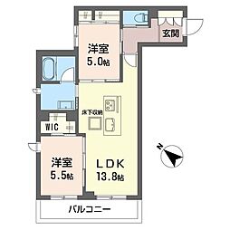 ＮレジデンスI 00105 1階2LDKの間取り