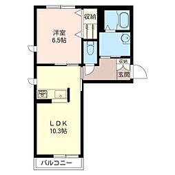 クレオA 1LDKの間取図画像
