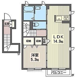 ヴィコロ壱 1LDKの間取図画像