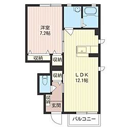 ラ・フォルトゥーナB 1LDKの間取図画像