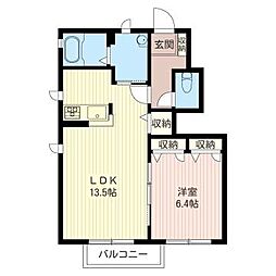 アリシャA 1LDKの間取図画像