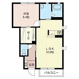 アリシャB 1LDKの間取図画像