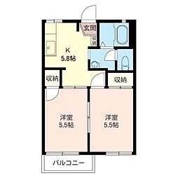 ディアス大光寺B 2Kの間取図画像
