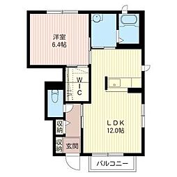 カーサ・エスポワール 1LDKの間取図画像