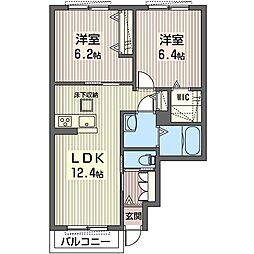 コンフォート 2LDKの間取図画像