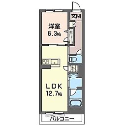 T-twoResidence 1LDKの間取図画像