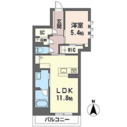 T-twoResidence 1LDKの間取図画像