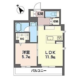 エフローレ東越谷リヴ・ゴーシュ 1LDKの間取図画像