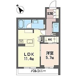エフローレ東越谷リヴ・ゴーシュ 1LDKの間取図画像