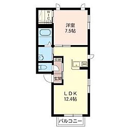 セレッソヒル1 1LDKの間取図画像