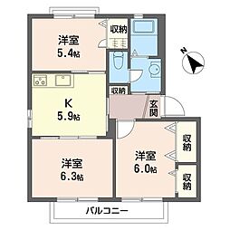 レスポワール2004C 3Kの間取図画像