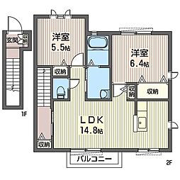 プライムＡ 2階2LDKの間取り
