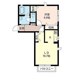 コモア・メゾンA 1LDKの間取図画像