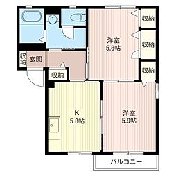 アルタイルB 2Kの間取図画像
