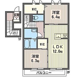 アストル 2LDKの間取図画像