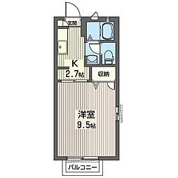 YHプレシャス1 1Kの間取図画像