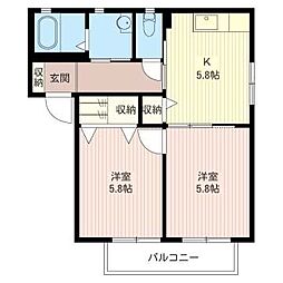 グリーンマドリードD 2Kの間取図画像