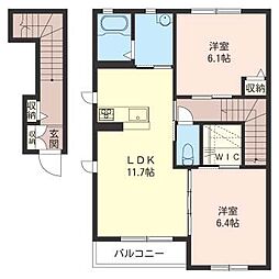 アンビシアB 2LDKの間取図画像