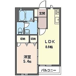大島ガーデンヒルズ 1LDKの間取図画像