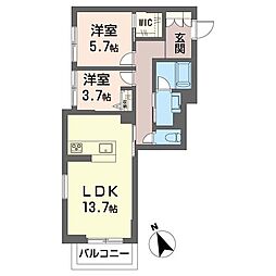 ザ　グランド　自治医大 3階2LDKの間取り