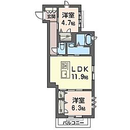 ハイドランジア鎌倉 2LDKの間取図画像