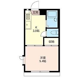 ベルカント・Ｍ 1階1Kの間取り