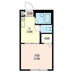 コーポつのはずＡ 1階1Kの間取り