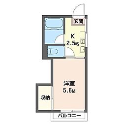 フォーブル駒場 1Kの間取図画像