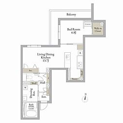 ポルタ　ノビリス 2階1LDKの間取り