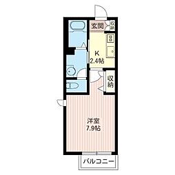 Ｕｎ　ａｔｏｌｌ　国立 2階1Kの間取り