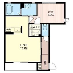 ガーデンハイツ参番館 1階1LDKの間取り