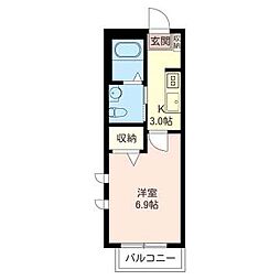 フローラル国立 1Kの間取図画像