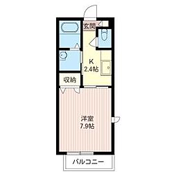 ウィンドミル 1Kの間取図画像