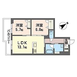 シャーメゾンリラフォート 2LDKの間取図画像
