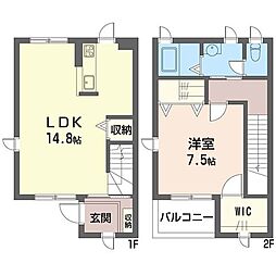 クレール国立 1LDKの間取図画像