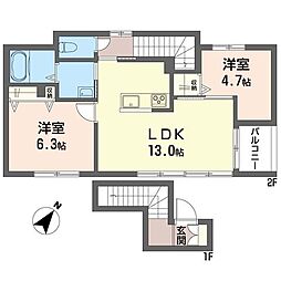 シャーメゾン西国分寺 2LDKの間取図画像
