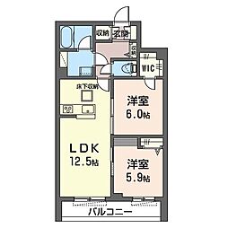 リンデンバウム 2LDKの間取図画像